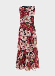 Carly Floral Midi Dress, Peony Pink, hi-res