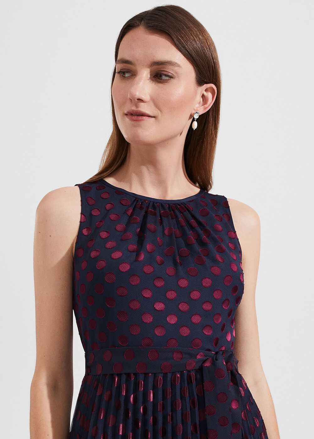 Blythe Devoree Midi Dress, Navy Burgundy, hi-res