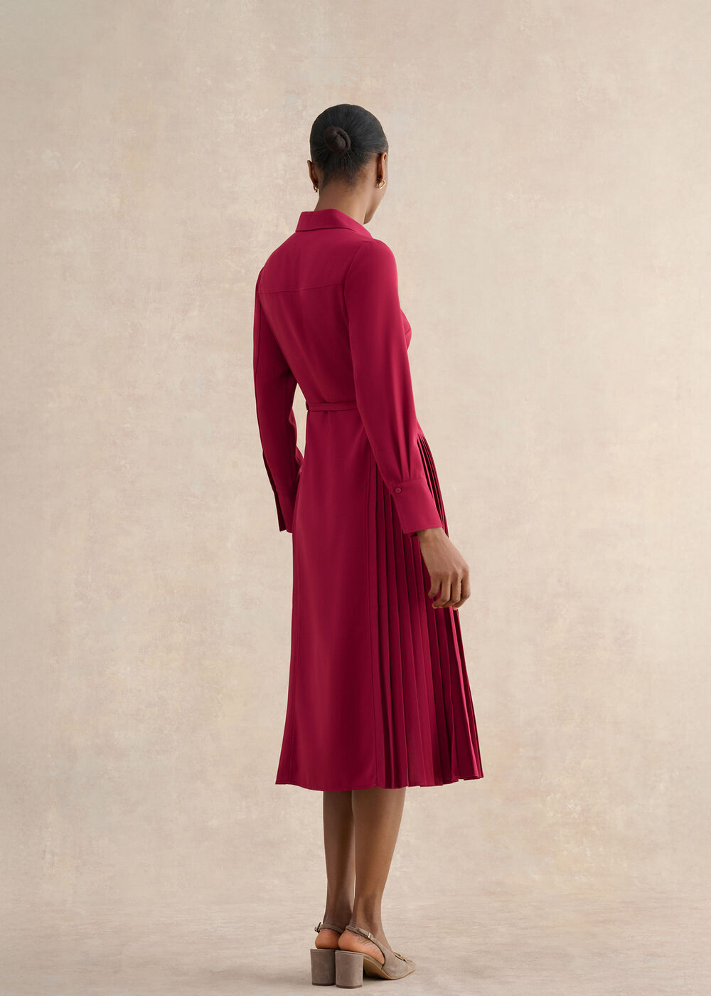 Ginny Shirt Midi Dress, Beetroot Pink, hi-res