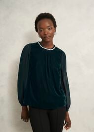 Tallulah Velvet Top, Evergreen, hi-res