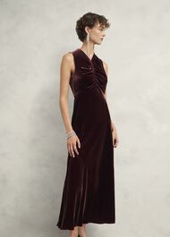 Isleworth Velvet Dress With Silk, Cocoa Brown, hi-res