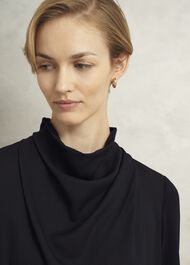 Arielle Cowl Neck Long Sleeve Blouse, Hobbs Navy, hi-res
