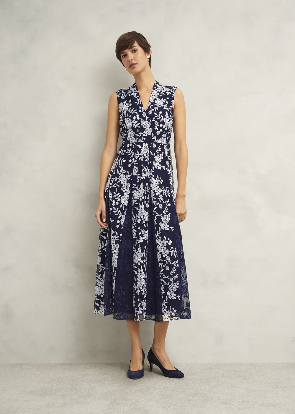 Petite Quin Embroidered Dress, Midnight Ivory, hi-res