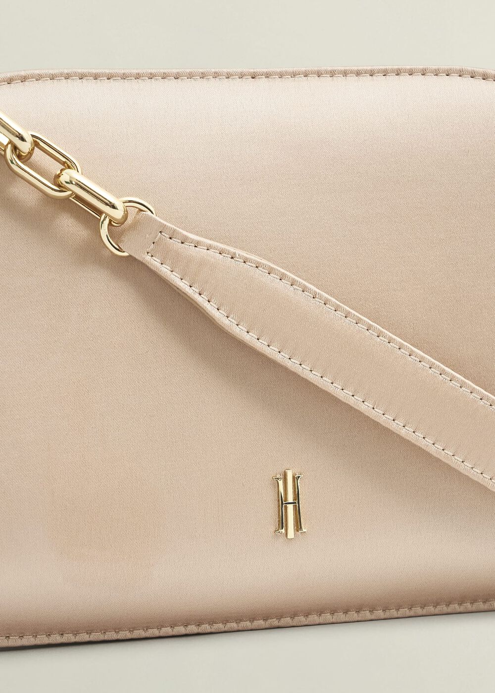 Milan Satin Clutch Bag, Warm Taupe, hi-res