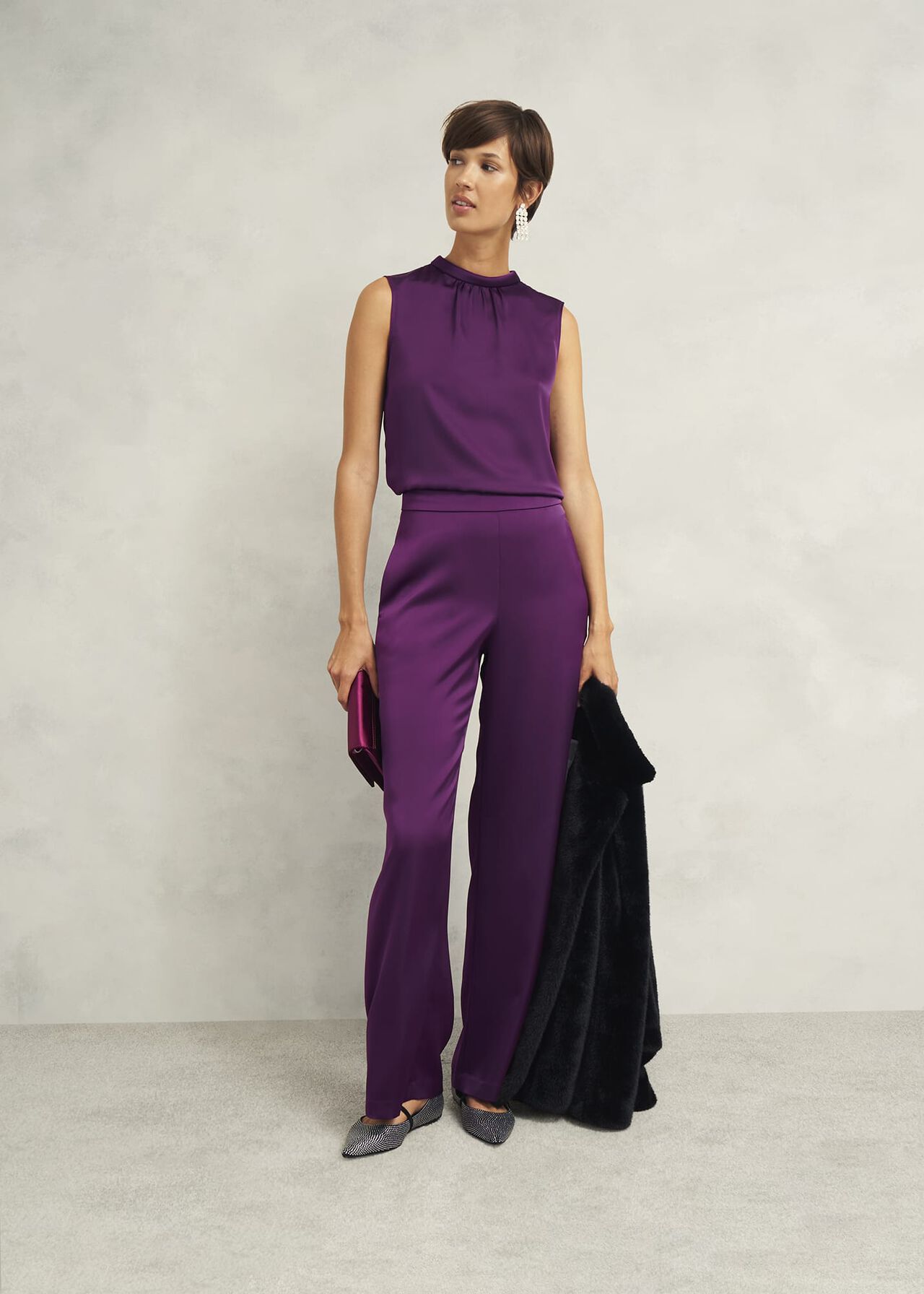 Eren Satin Blouse, Vibrant Purple, hi-res
