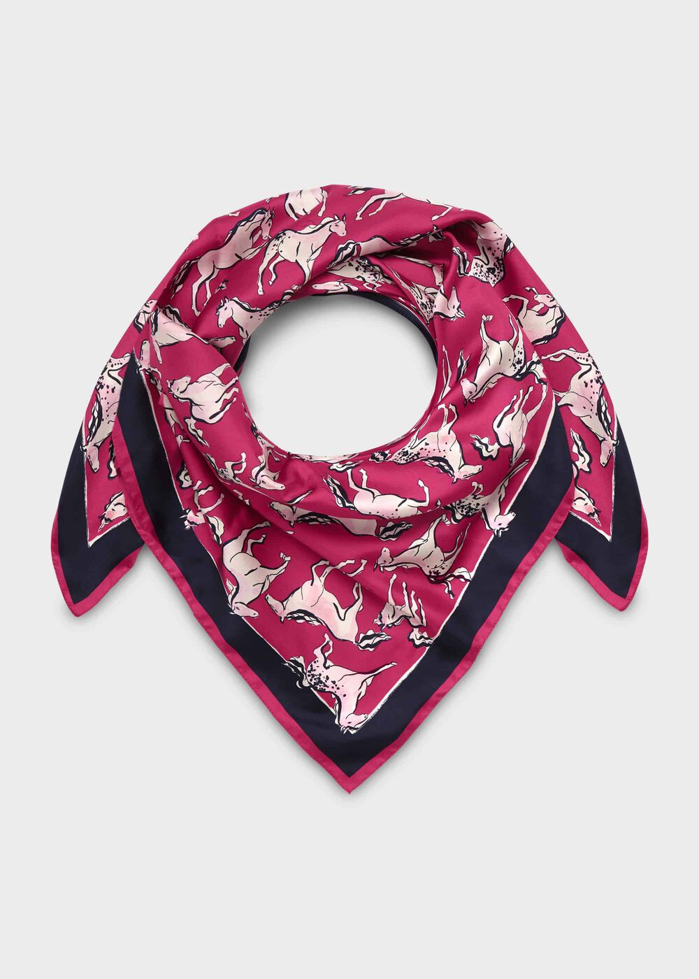 Elva Silk Printed Scarf, Fuchsia Navy, hi-res