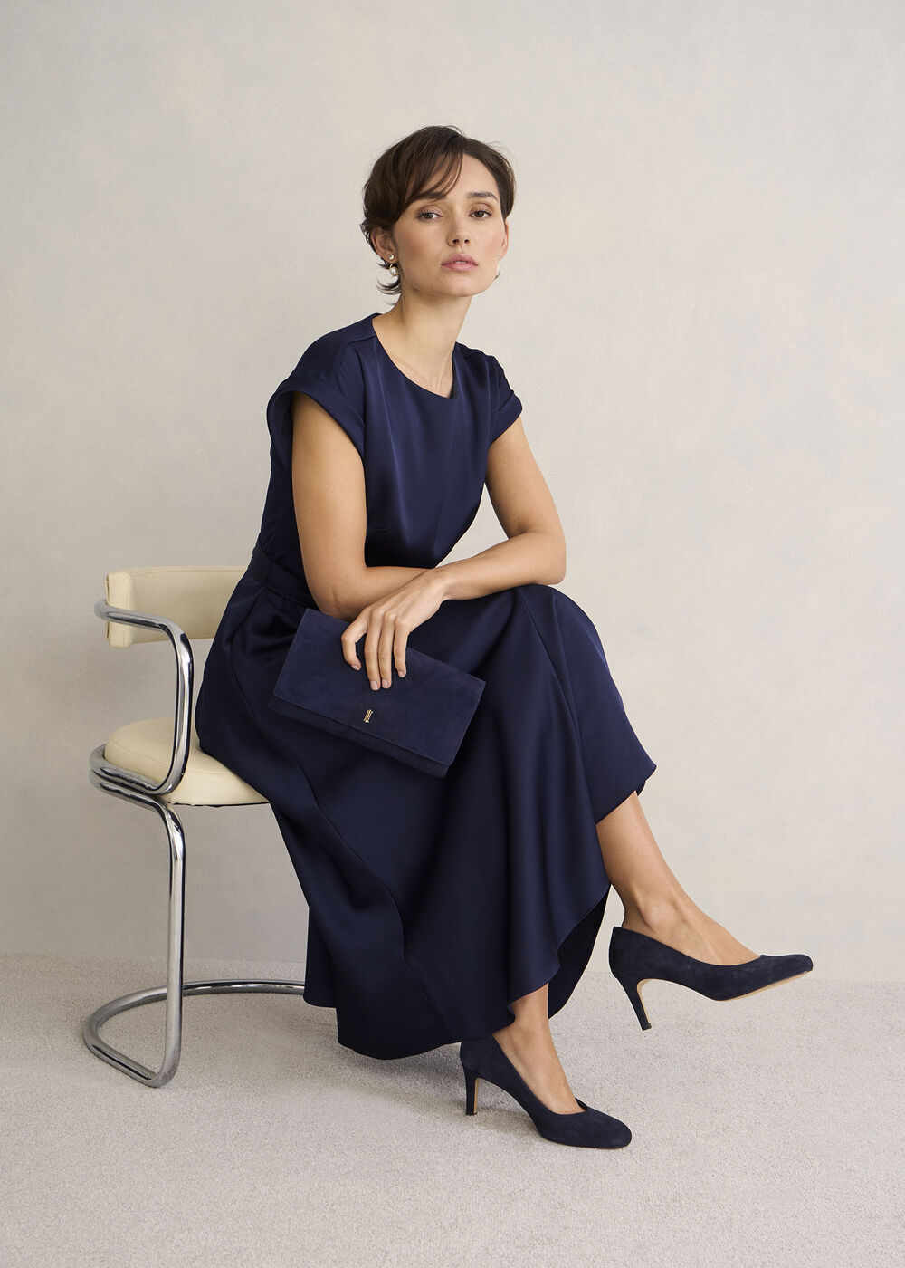 Lizzie Suede Court Shoes, Midnight Navy, hi-res