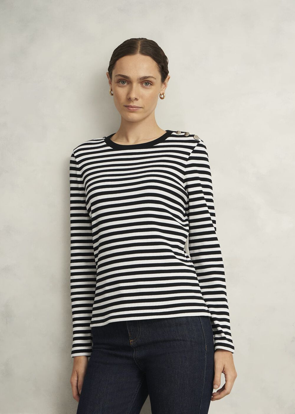 Tamsin Striped Top, Navy Ivory, hi-res