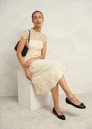 Johanna Lace Dress, Oyster, hi-res