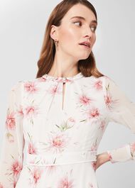 Rosabella Silk Floral Midi Dress, Ivory Multi, hi-res