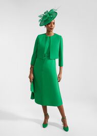Meera Belted Dress, Cilantro Green, hi-res