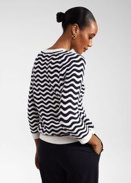 Lulu Cotton Jumper, Navy Ivory, hi-res