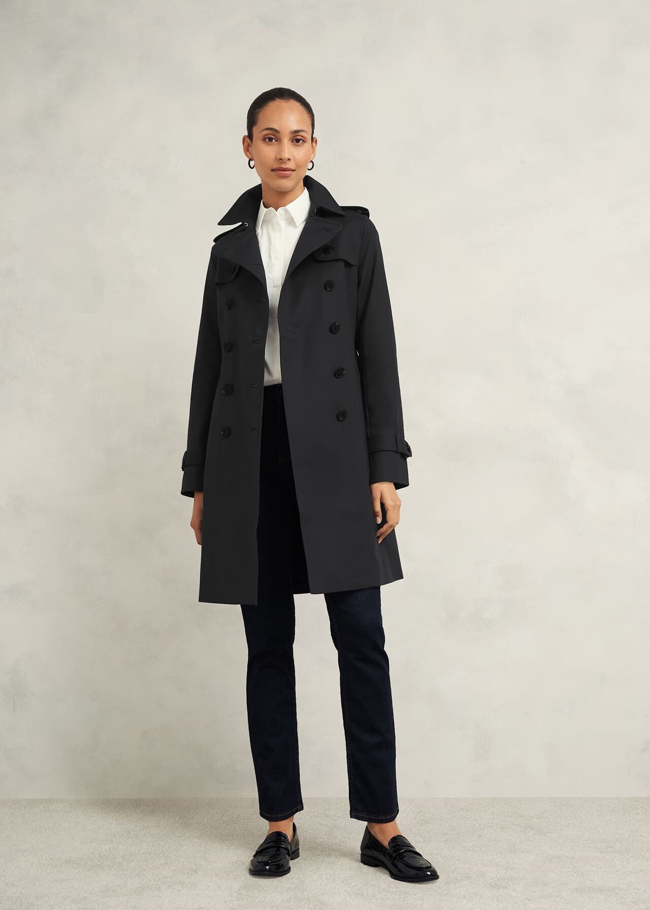 Saskia Shower Resistant Trench Coat, Black, hi-res