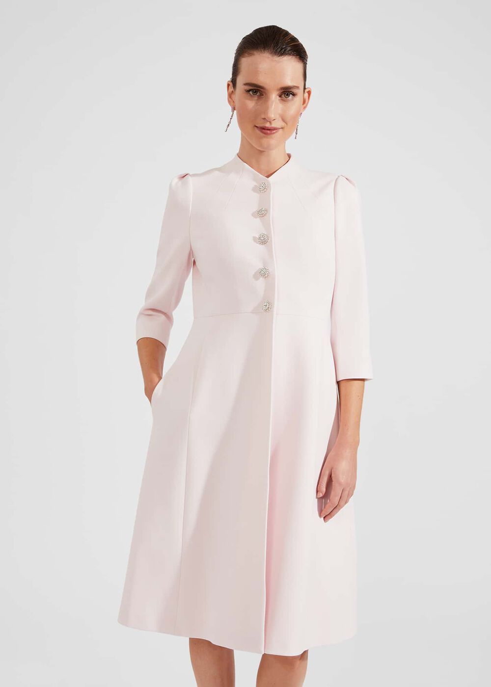 Chara Fit And Flare Coat, Pale Pink, hi-res
