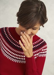 Greta Fairisle Sweater With Cashmere, Red Multi, hi-res