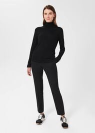 Lara Merino Wool Roll Neck Jumper, Black, hi-res