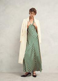 Parcevall Silk Dress, Green Cream, hi-res