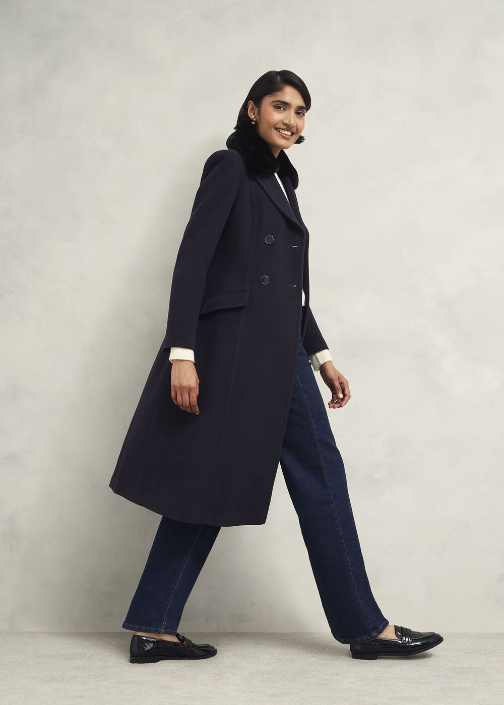 Marlene Wool Blend Coat, Navy, hi-res