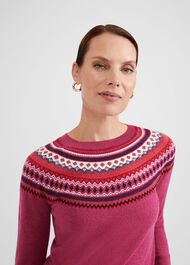 Greta Fairisle Sweater With Cashmere, Pink Multi, hi-res