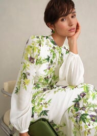 Petite Pia Silk Floral Dress, Ivory Multi, hi-res