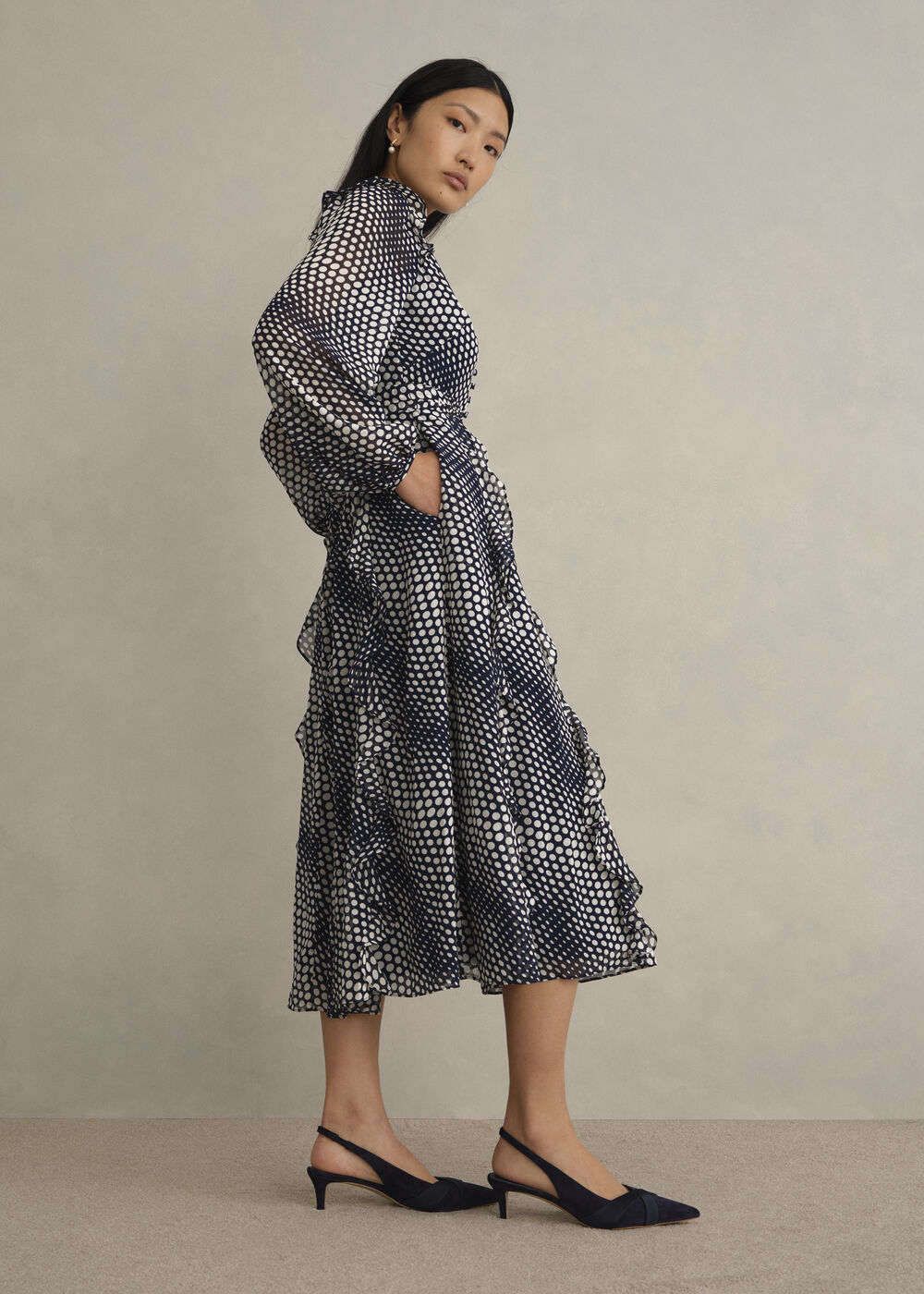 Miriam Dress, Midnight Cream, hi-res