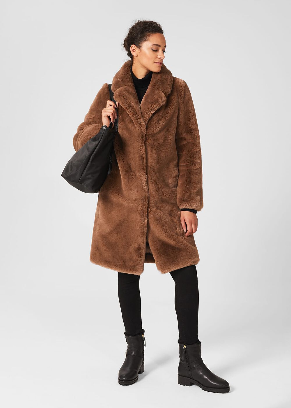 Georgia Faux Fur Coat, Camel, hi-res