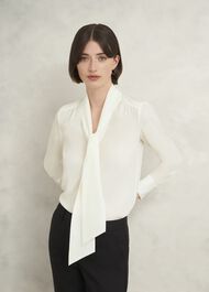 Mimi Silk Blouse, Ivory, hi-res