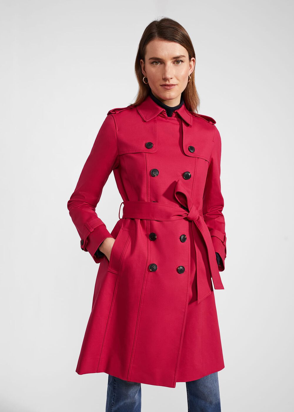 Saskia Shower Resistant Trench Coat, Cerise Pink, hi-res
