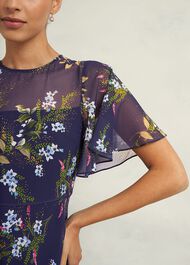 Petite Callie Midi Dress, Navy Multi, hi-res