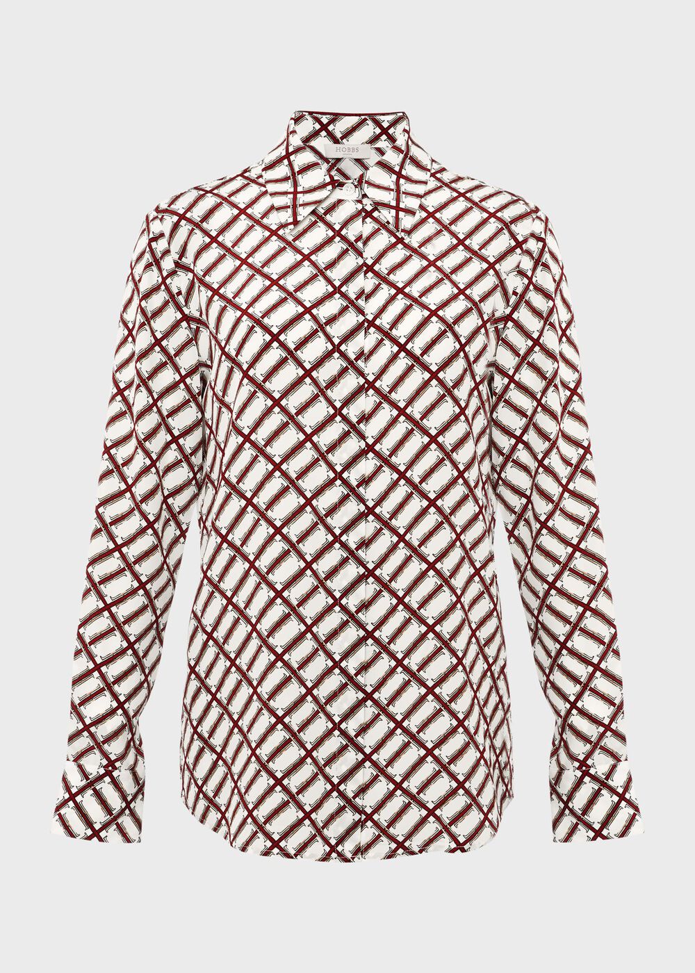 Eva Printed Silk Blouse, Ivory Multi, hi-res