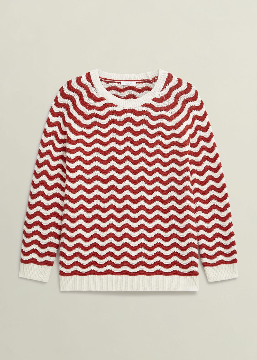 Lulu Cotton Sweater , Red Ivory, hi-res