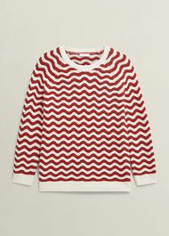 Lulu Cotton Sweater , Red Ivory, hi-res