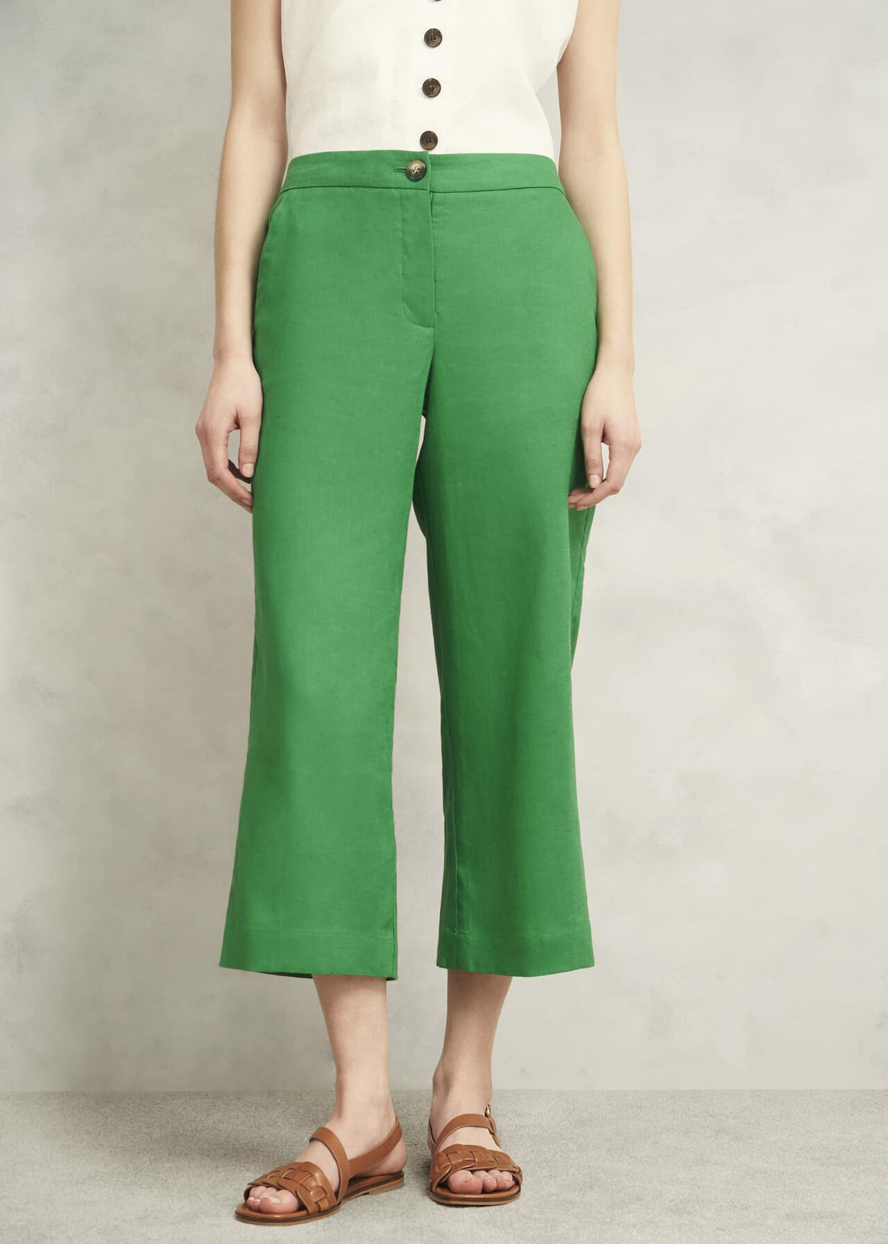 Lillie Linen Pants, Green, hi-res