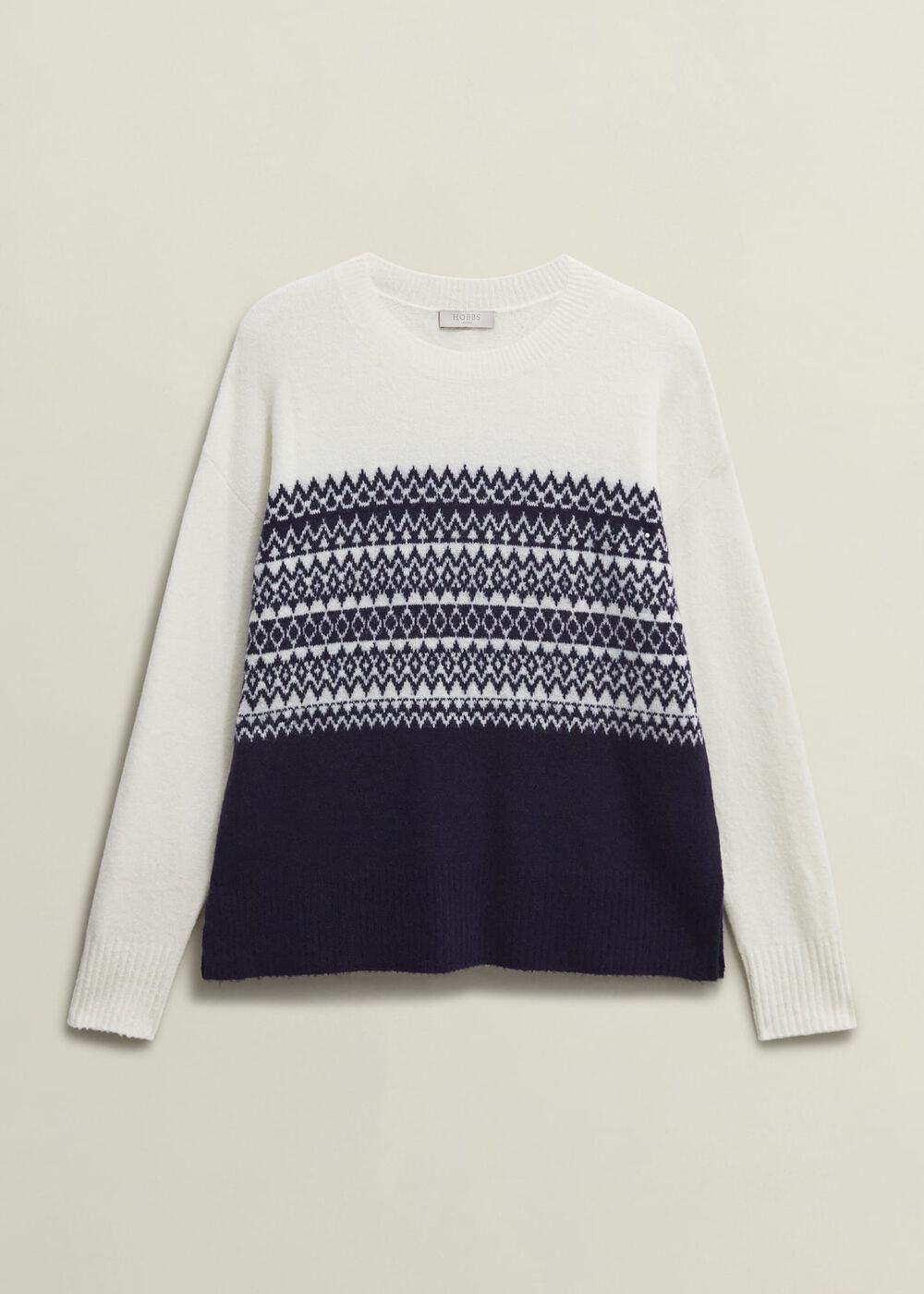 Lorrie Fairisle Sweater With Alpaca, Ivory Navy, hi-res