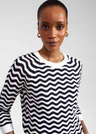 Lulu Cotton Jumper, Navy Ivory, hi-res