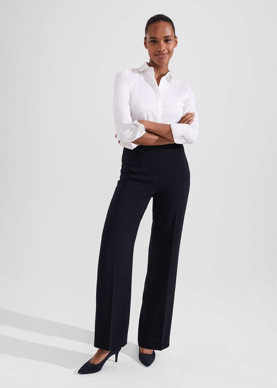 US STOCK Women's Plain High Waist Palazzo Pants Cotton Trousers Wide Legs  Plus