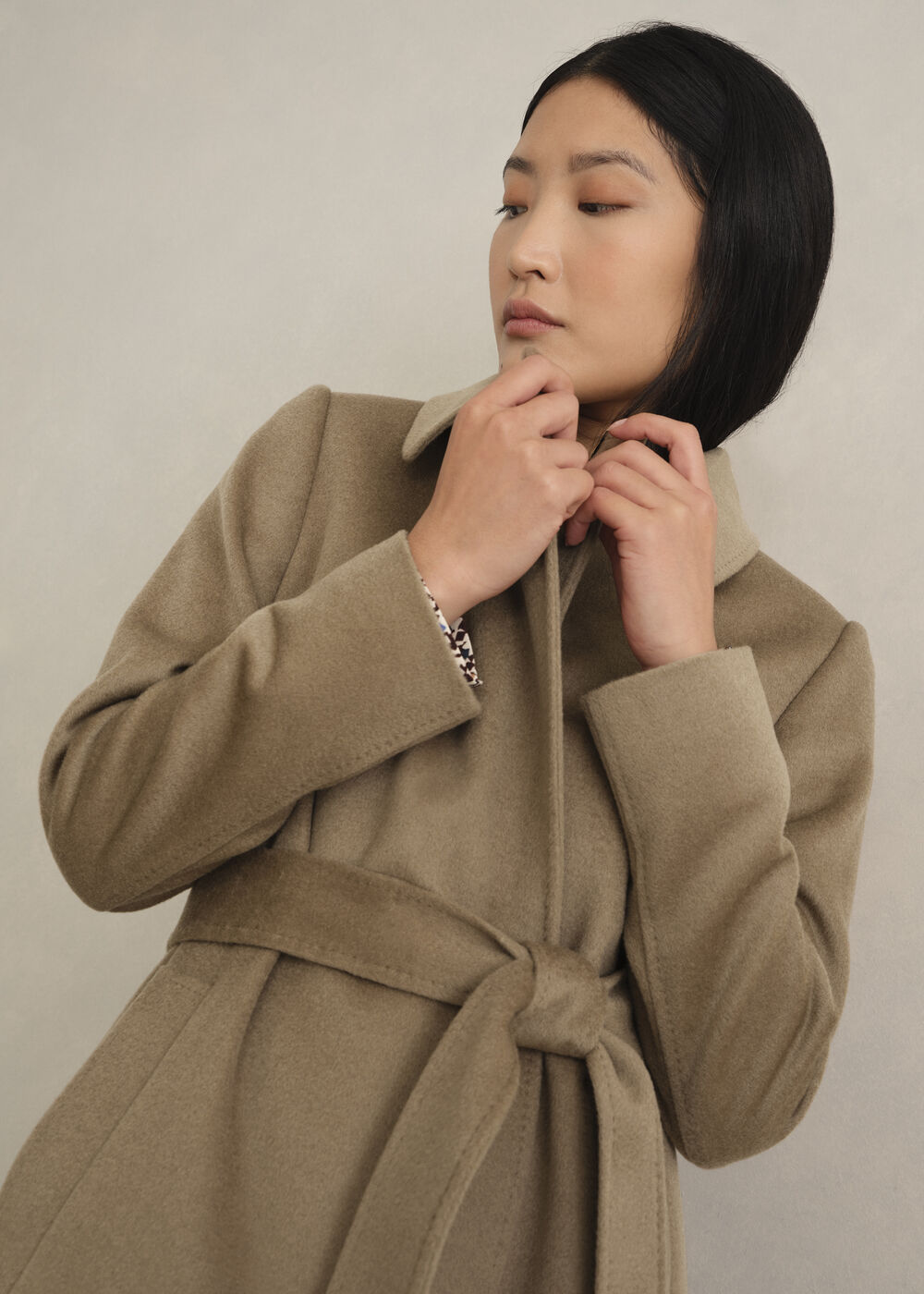 Petite Livia Wool Wrap Coat, Neutral, hi-res