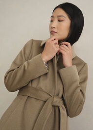 Petite Livia Wool Wrap Coat, Neutral, hi-res