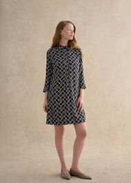 Marlena Dress, Navy Cream, hi-res