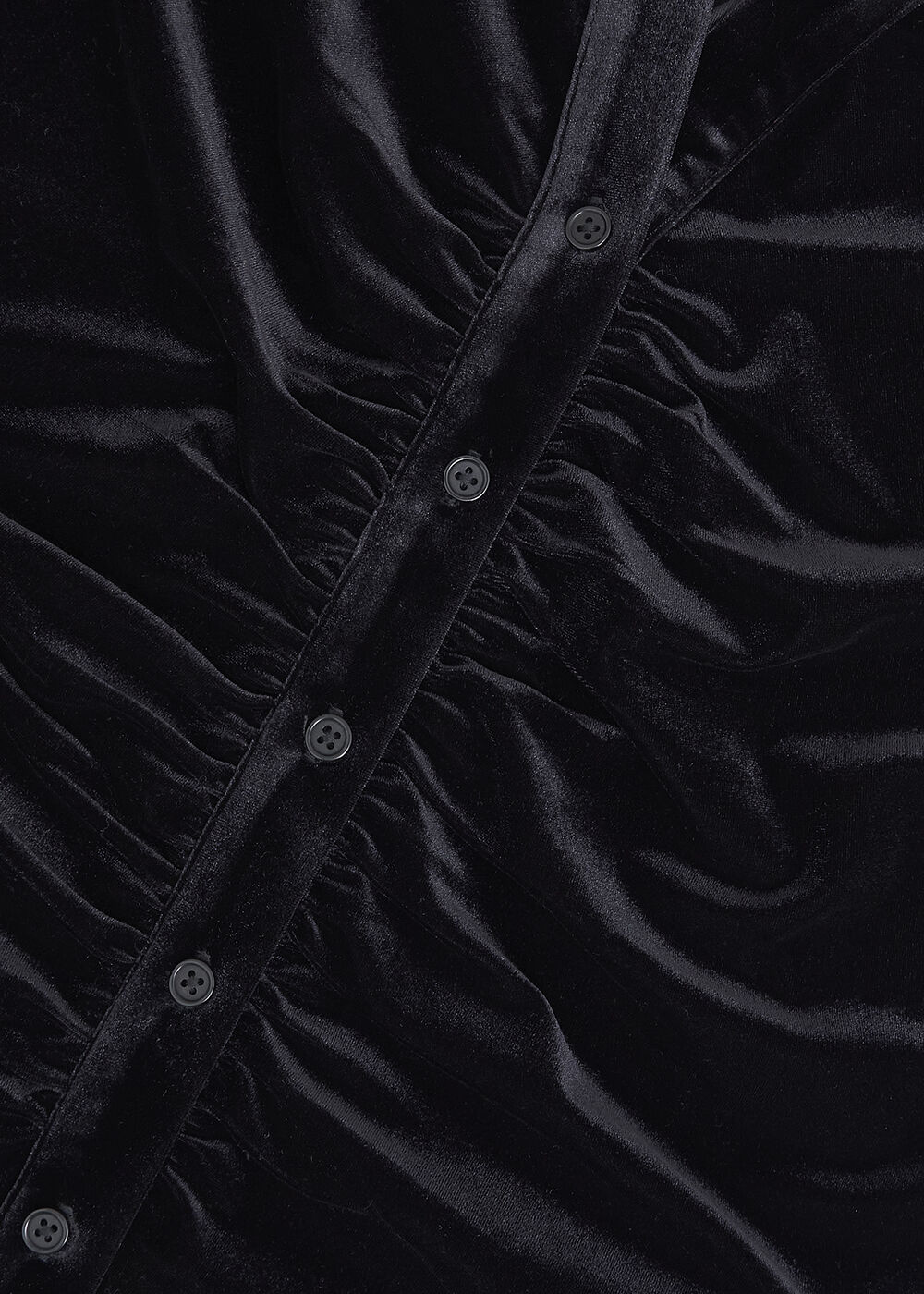Hattie Velvet Ruched Button Front Top, Black, hi-res