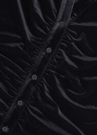 Hattie Velvet Ruched Button Front Top, Black, hi-res