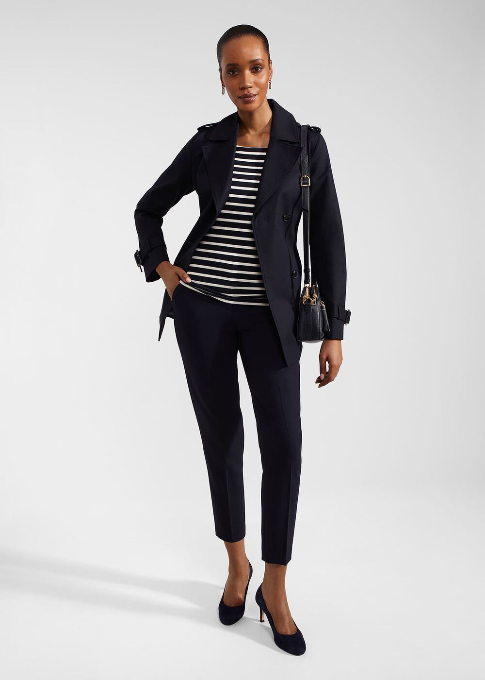 Shea Shower Resistant Trench Coat, Navy, hi-res