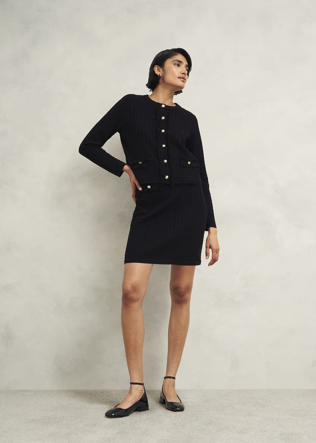 Sairey Knitted Jacket, Black, hi-res