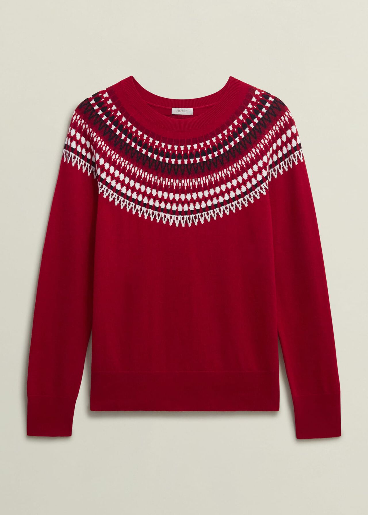 Greta Fairisle Sweater With Cashmere, Red Multi, hi-res