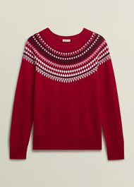 Greta Fairisle Sweater With Cashmere, Red Multi, hi-res