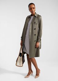Lisa Trench Shower Resistant Trench Coat, Olive Green, hi-res
