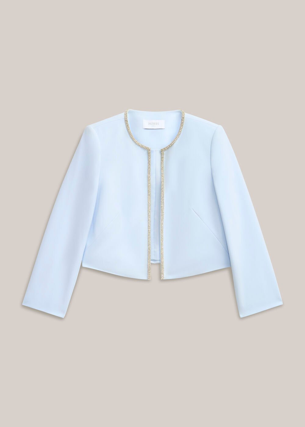 Beatrix Embellished Trimmed Jacket, Pale Blue, hi-res