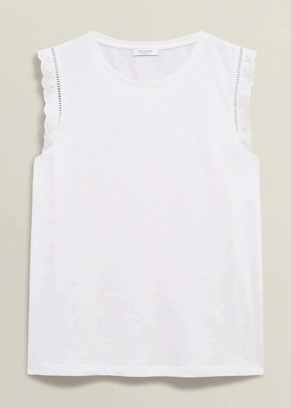 Leia Cotton Broderie Top, Hobbs White, hi-res