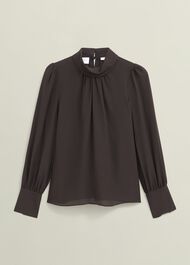 Debby Silk Blouse, Deep Brown, hi-res