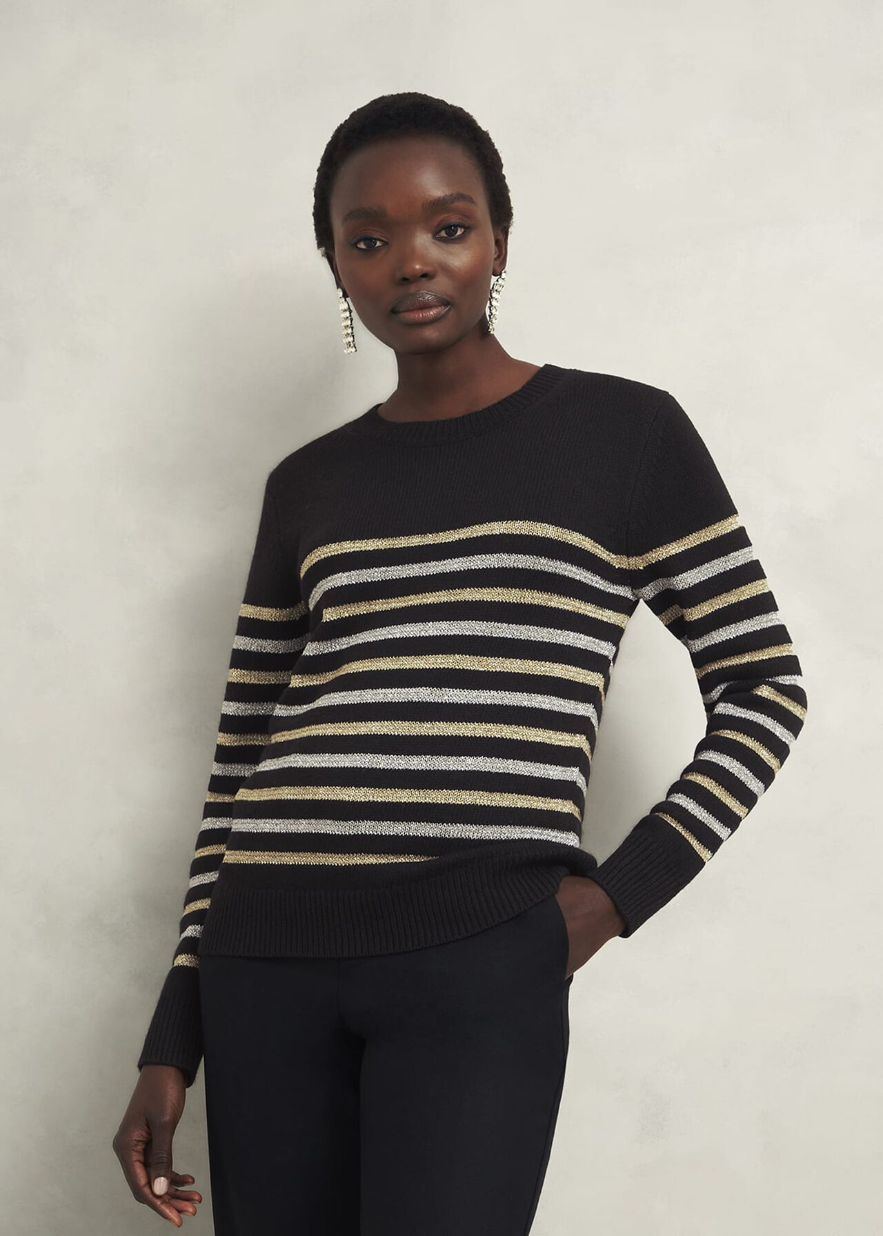 Destiny Sparkle Stripe Sweater , Black Multi, hi-res